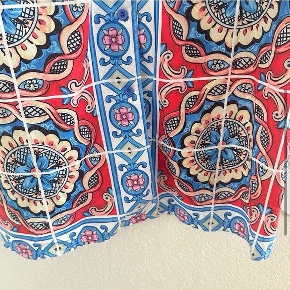 Fun Print Belted Button-Down Dress small - Picture 3 of 6